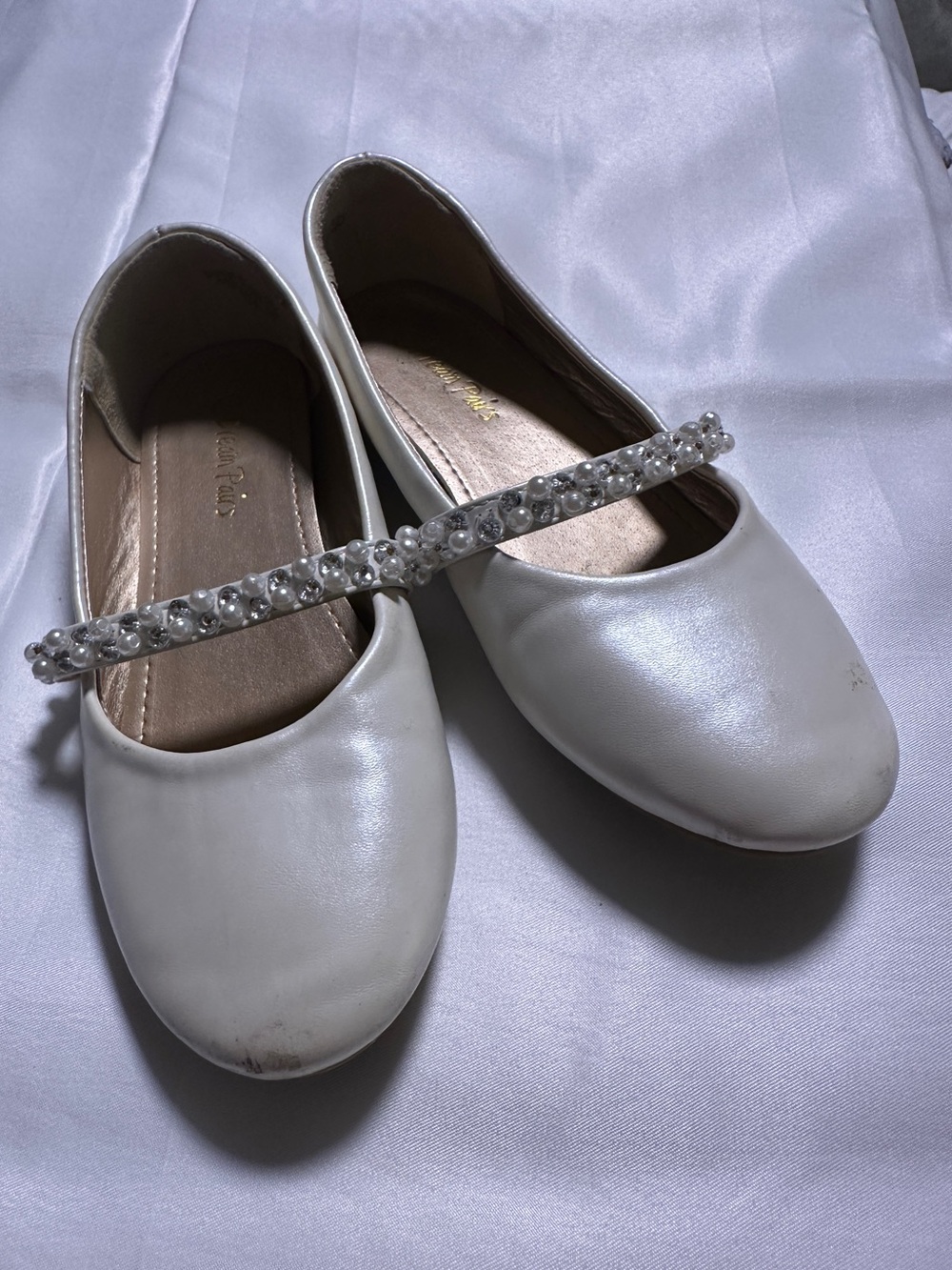 Dream Pairs Girls Size 12 White Pearl Rhinestone Mary Jane Dress Shoes